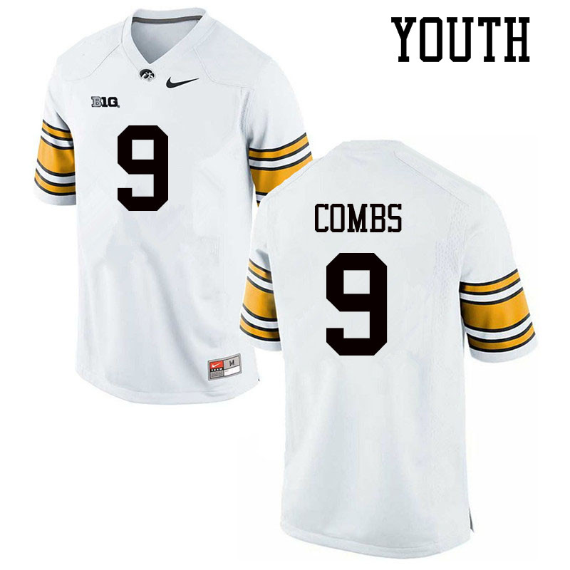 Youth #9 Jack Combs Iowa Hawkeyes College Football Jerseys Sale-White - Click Image to Close